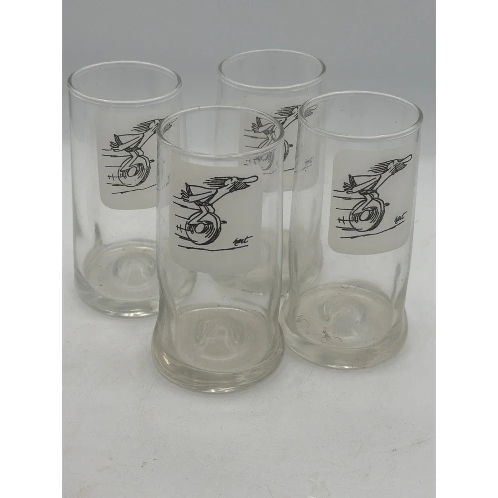 Vintage 1970s B.C. Comic Strip Glasses Set of 4 Johnny Hart Caveman Tumblers